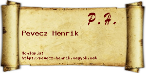 Pevecz Henrik névjegykártya